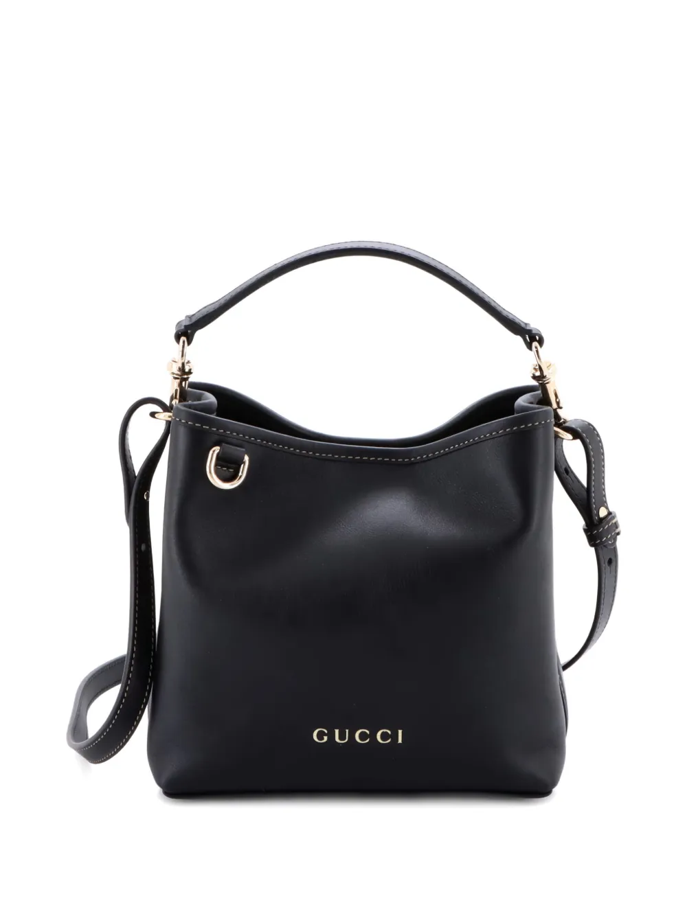 Gucci Pre-Owned Emblem Leather Small bucket bag - Nero