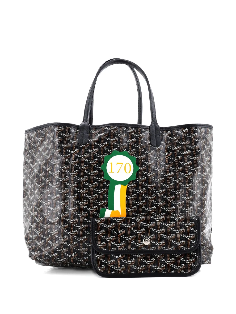 Pre-owned Goyard Saint Louis Printed Coated Canvas Pm Tote Bag In Black