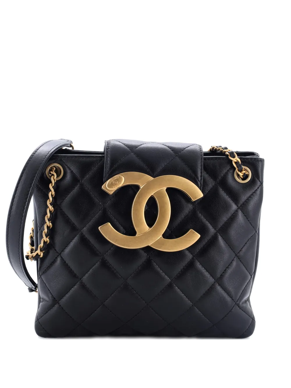 CHANEL Pre-Owned Giant CC Chain Quilted Lambskin Small shoulder bag - Nero