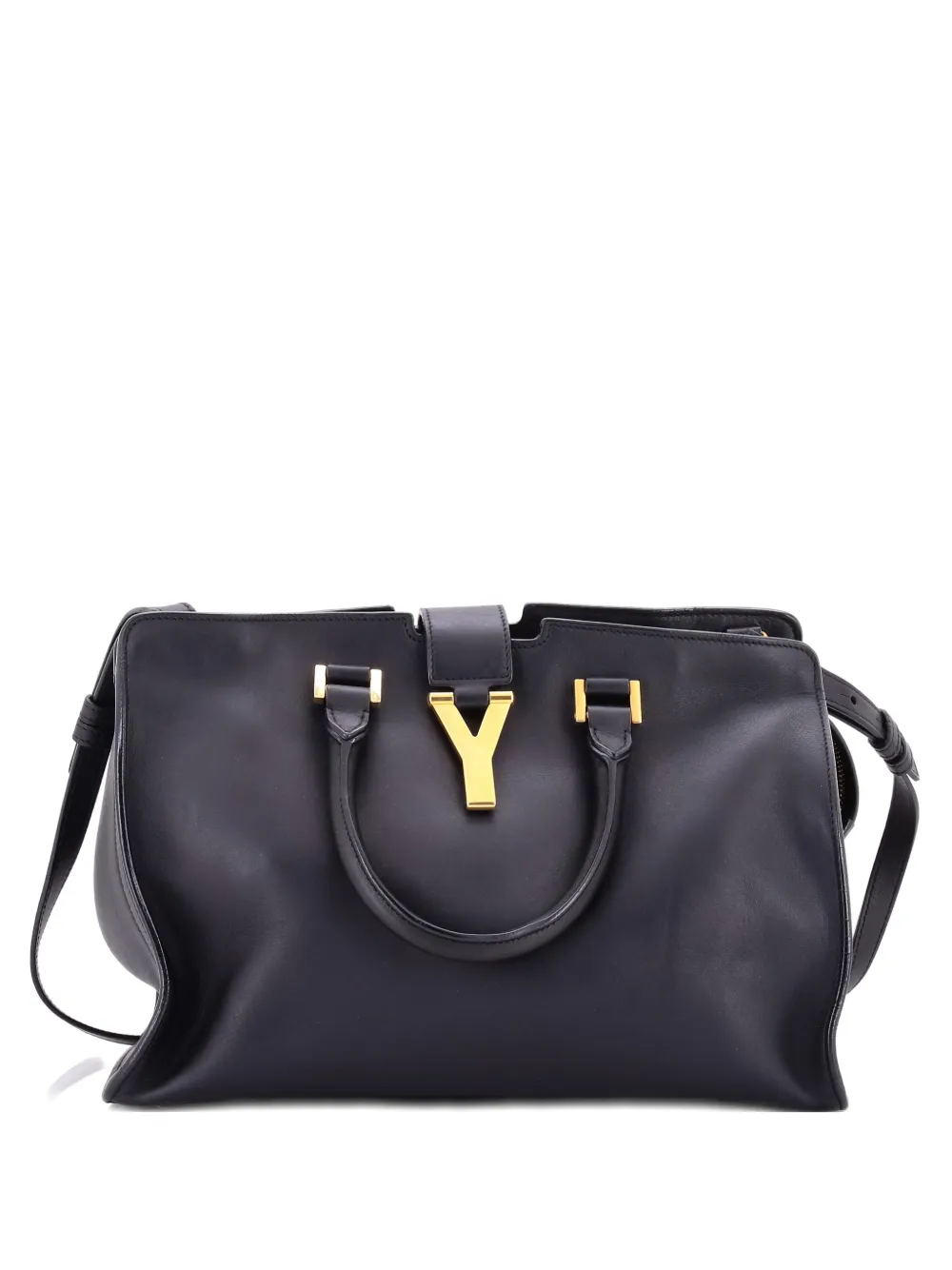 Pre-owned Saint Laurent Classic Y Cabas Leather Small Satchel In Blue