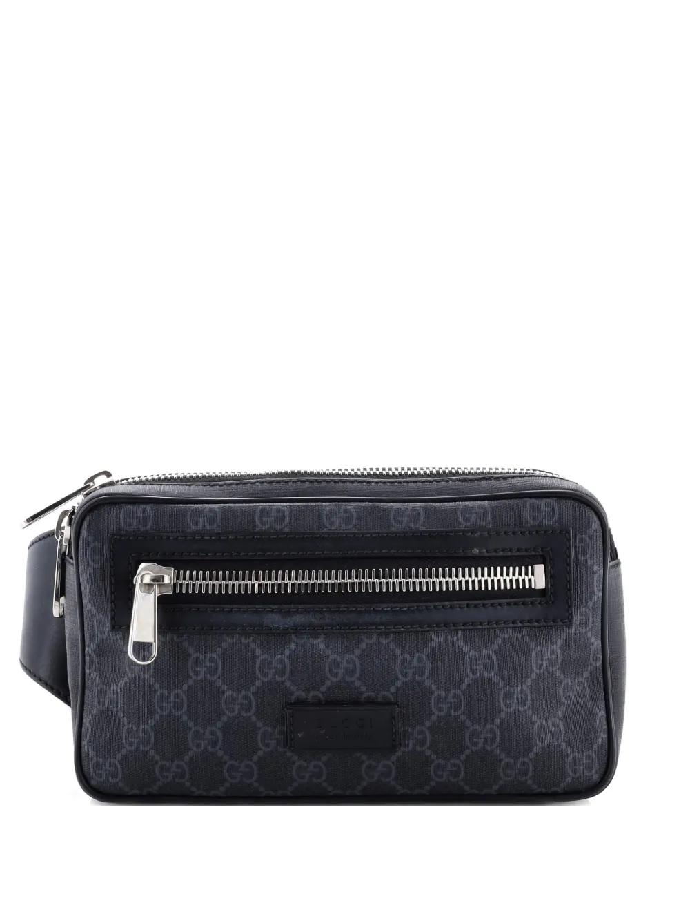 Pre-owned Gucci Soft Zip Gg Coated Canvas Small Belt Bag In Black