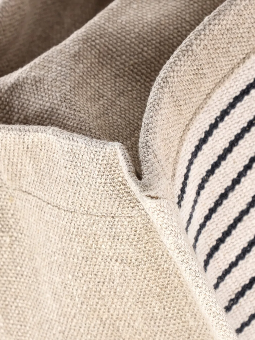 Pre-owned Saint Laurent Rive Gauche Shopper Striped Canvas Small Tote Bag In Neutral