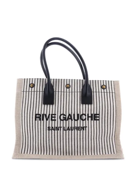 Saint Laurent Pre-Owned Rive Gauche Shopper Striped Canvas Small tote bag