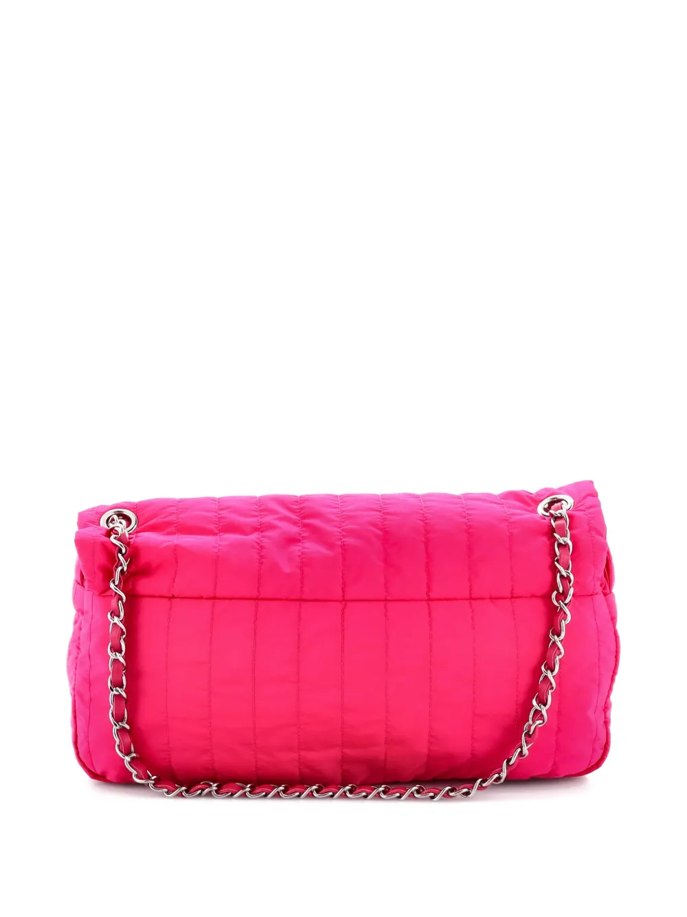 Click to view more detailed imagery on our partner's website Pre-owned Chanel Soft Shell Flap Bag Vertical Quilted Nylon Jumbo Shoulder Bag In Pink