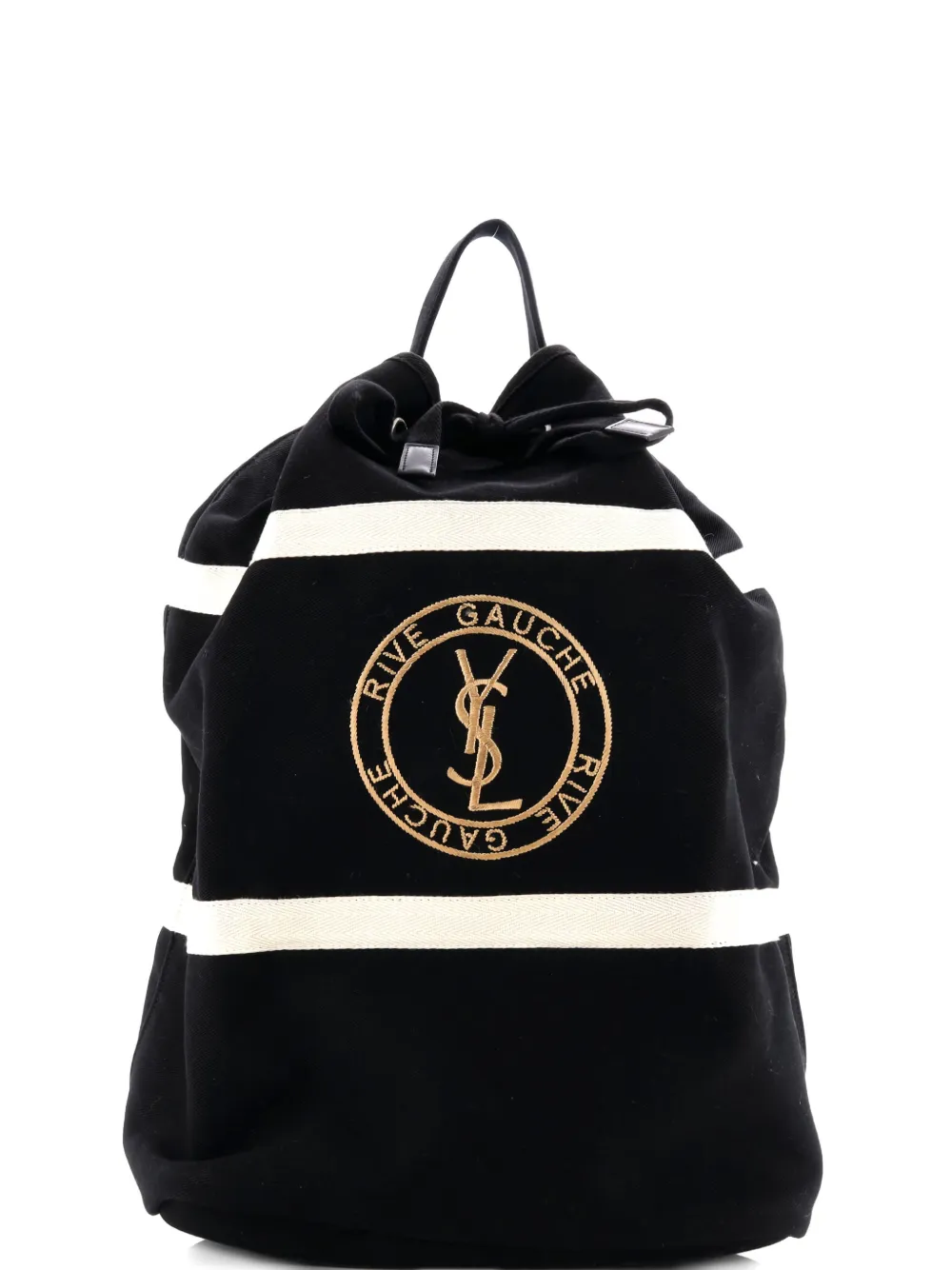 Saint Laurent Pre-Owned Rive Gauche Drawstring Sling Bag Embroidered Canvas backpack | noir | Image 1