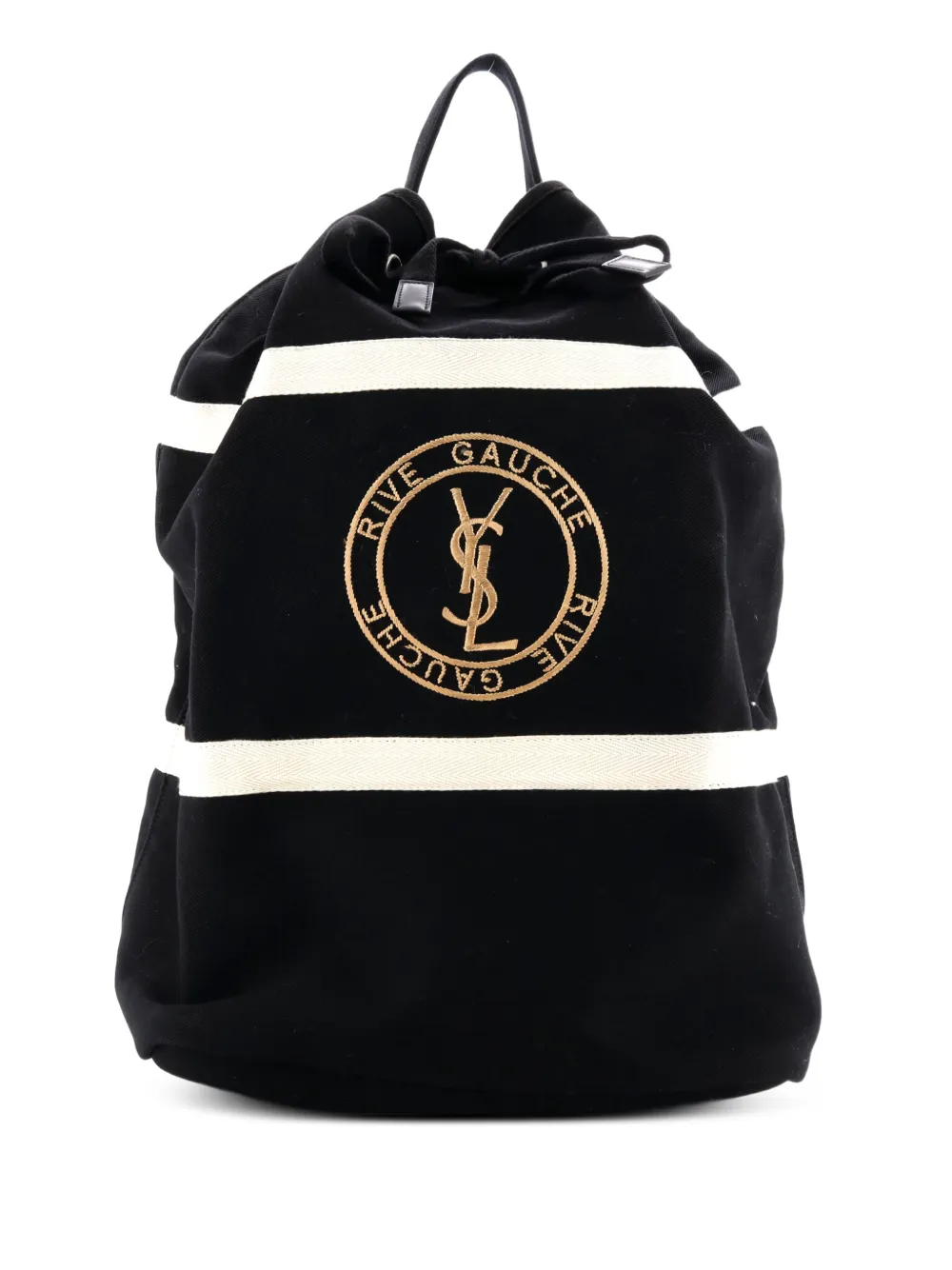 Saint Laurent Pre-Owned Rive Gauche Drawstring Sling Bag Embroidered Canvas backpack | negro | Image 1