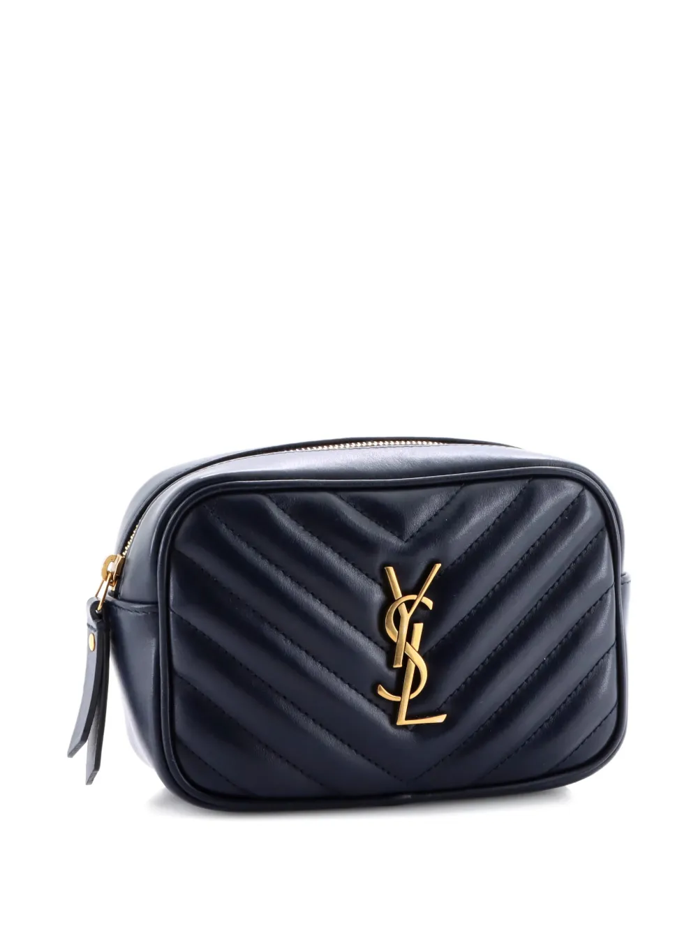 Pre-owned Saint Laurent Lou Matelasse Chevron Leather Belt Bag In Blue