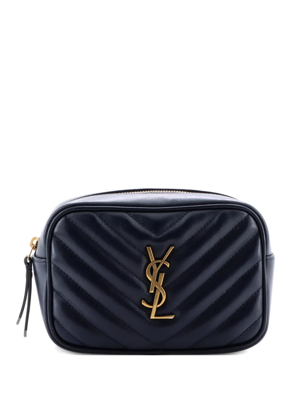 Pre-owned Saint Laurent Lou Matelasse Chevron Leather Belt Bag In Blue