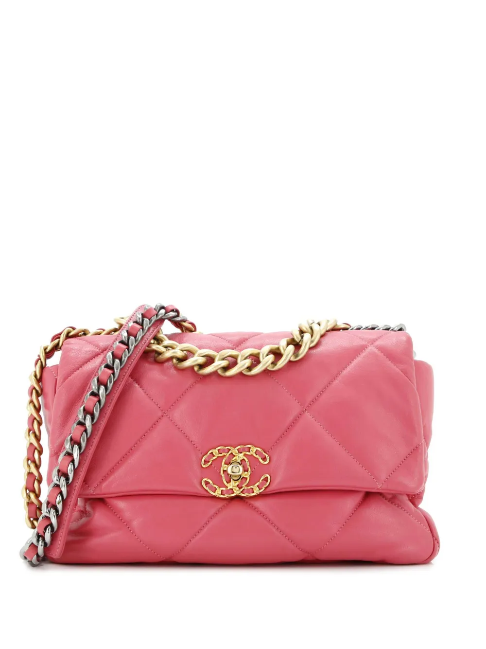 CHANEL Pre-Owned 19 Flap Bag Quilted Leather Large crossbody bag - Rosa