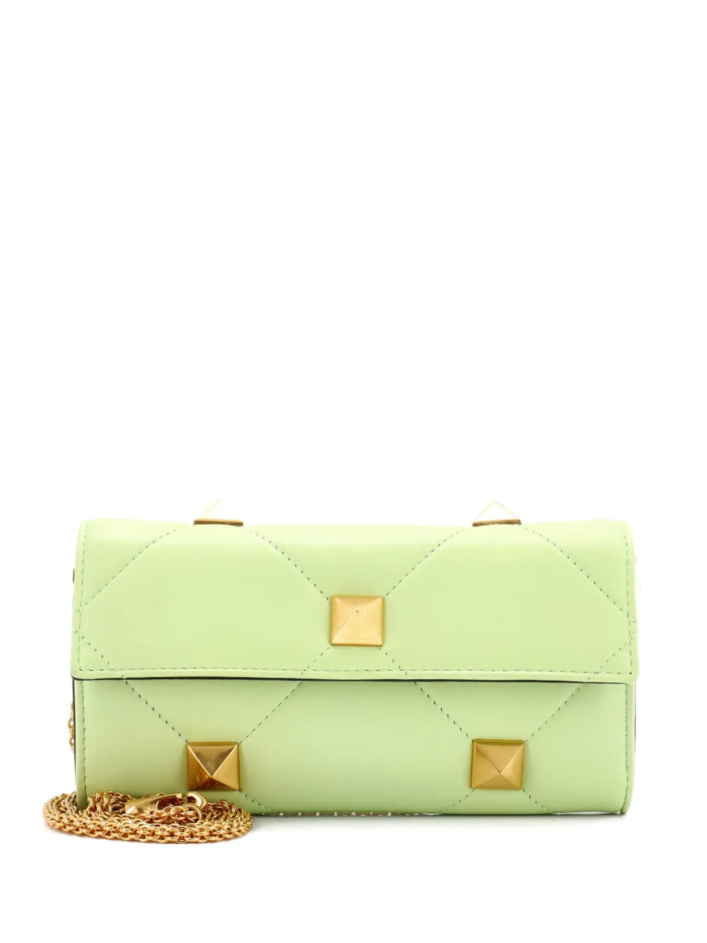 Valentino Garavani Pre-Owned Roman Stud Wallet on Chain Quilted Leather crossbody bag - Verde