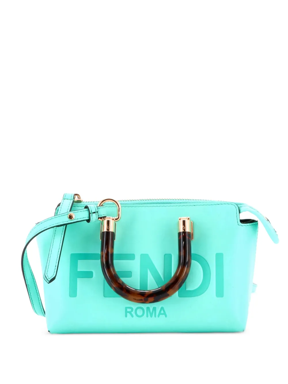 Fendi Pre-Owned Logo By The Way Top Handle Bag Embossed Leather Mini crossbody bag - Blu