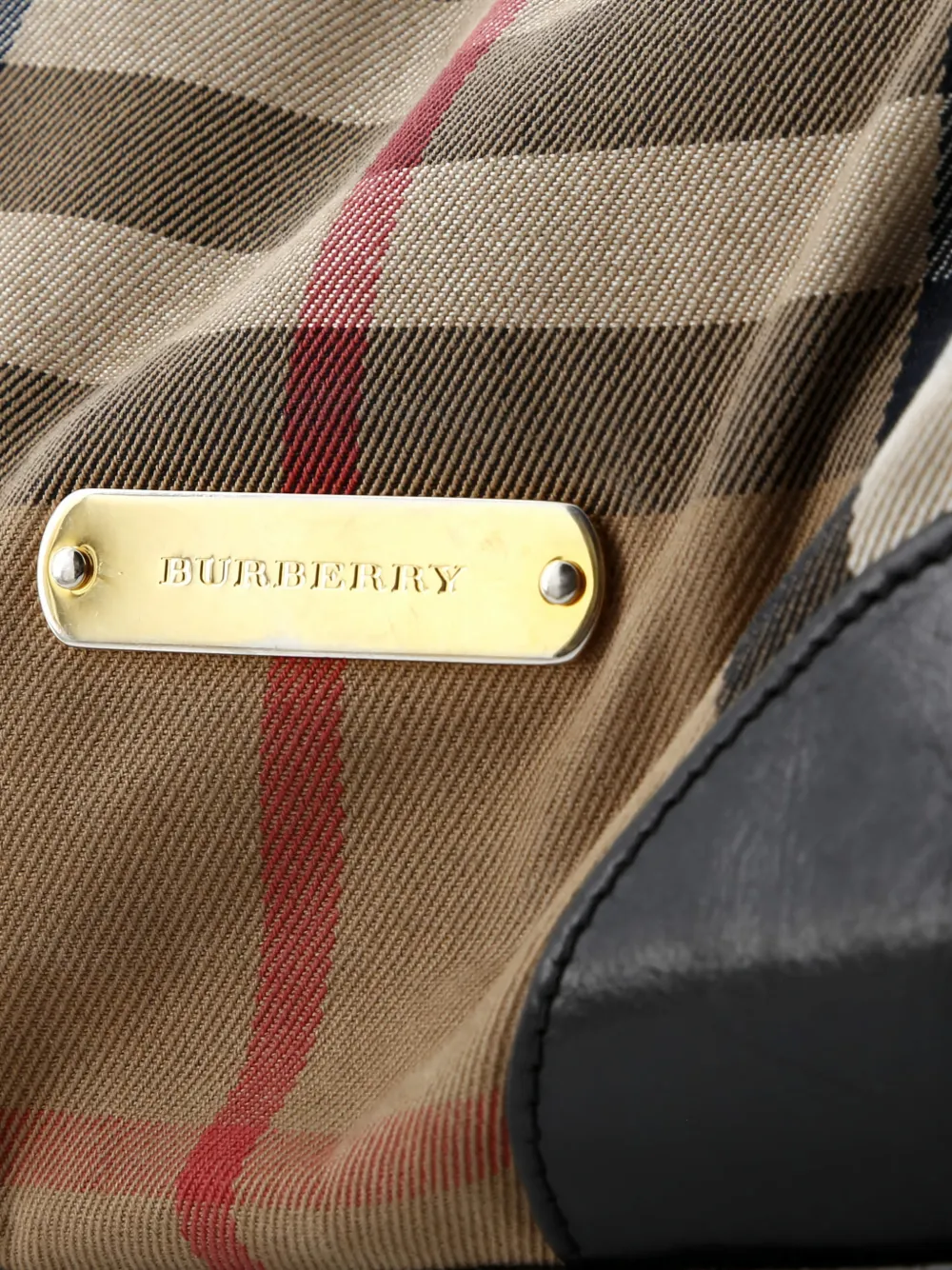 Pre-owned Burberry Canterbury House Check Canvas Small Tote Bag In Black