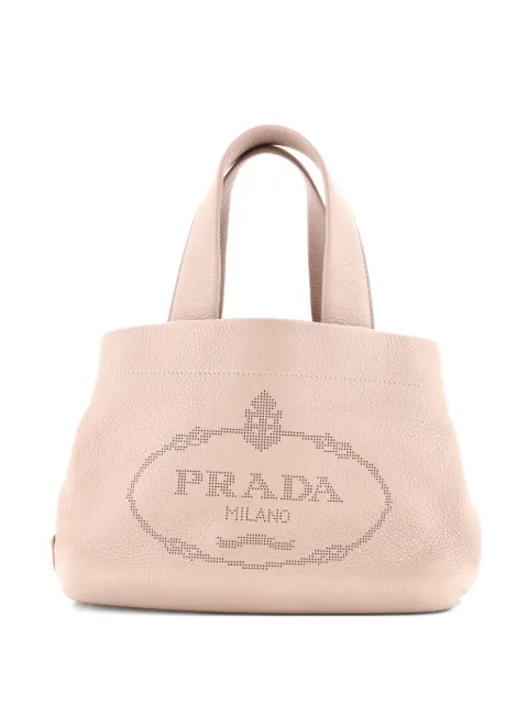Prada Pre-Owned Logo Perforated Leather Small tote bag