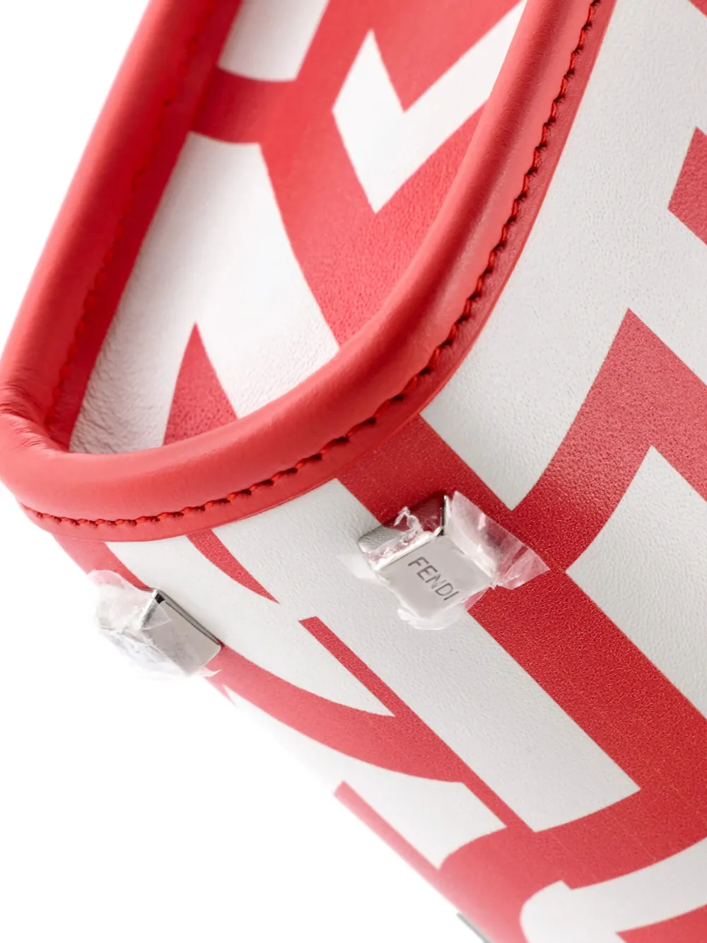 Pre-owned Fendi X Marc Jacobs Sunshine Shopper Tote Printed Leather Mini Crossbody Bag In Red