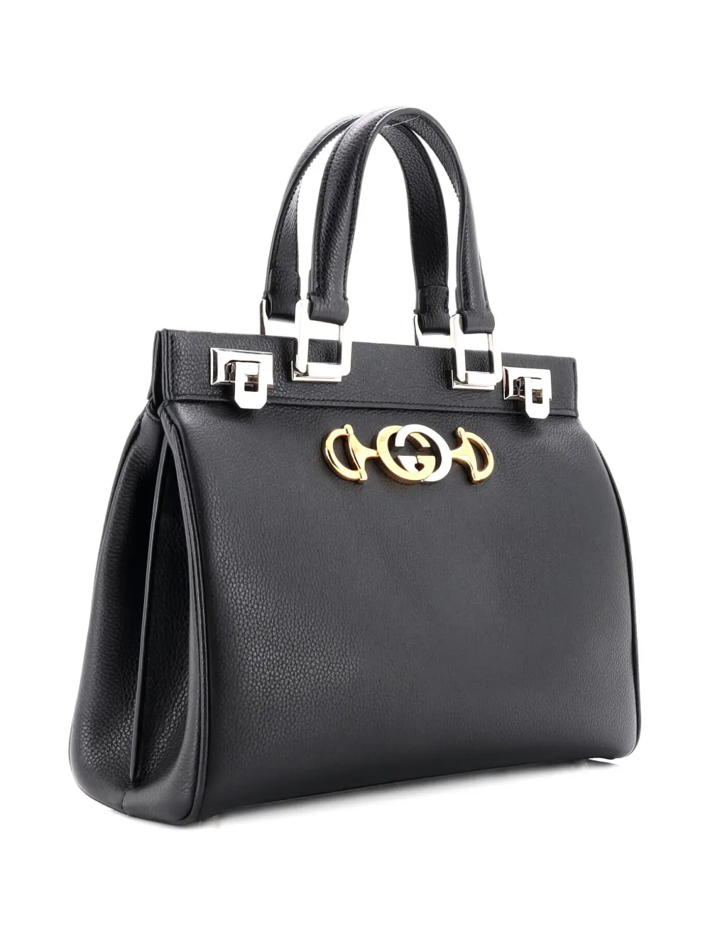 Pre-owned Gucci Zumi Top Handle Bag Leather Small Satchel In Black