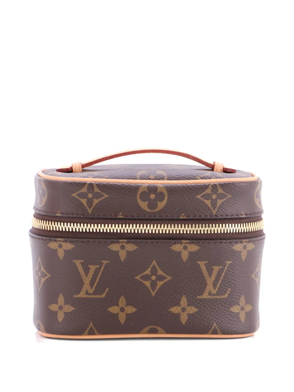Pre-owned Louis Vuitton Nice Vanity Case Monogram Canvas Nano Pouch In Brown
