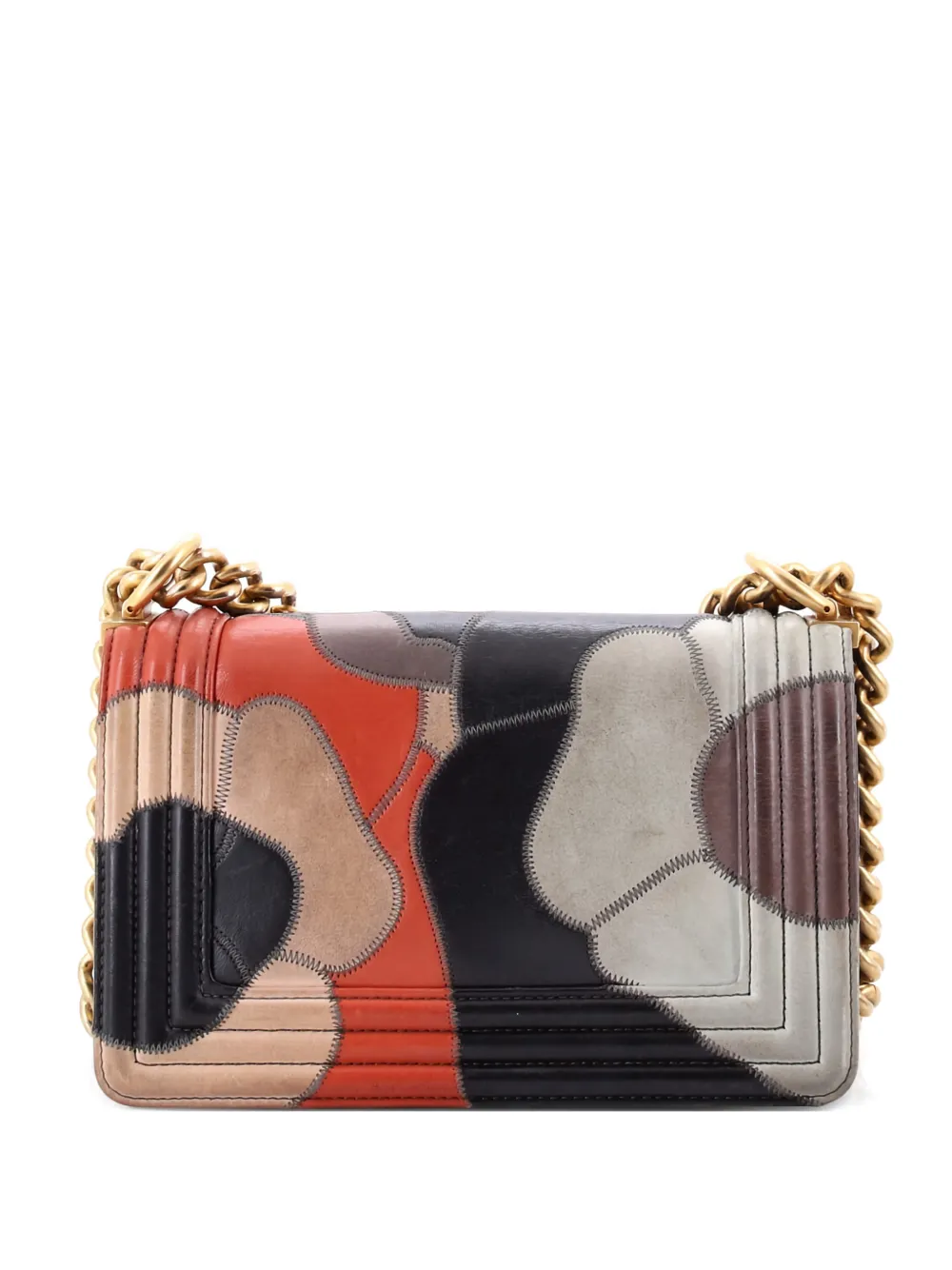 Pre-owned Chanel Boy Flap Bag Camellia Lambskin And Suede Patchwork Small Shoulder Bag In Multi