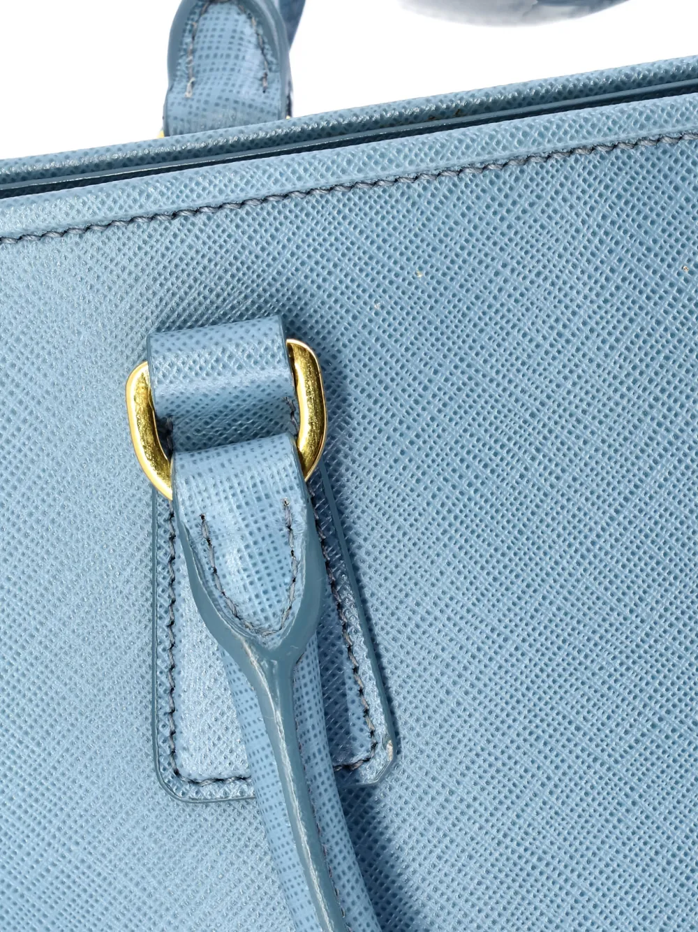 Pre-owned Prada Open Promenade Bag Saffiano Leather Large Tote Bag In Blue