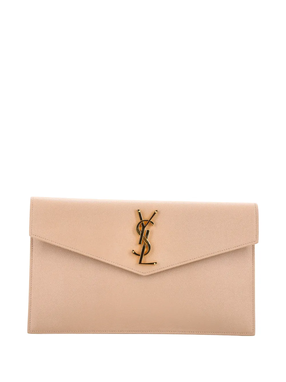 SAINT LAURENT Pre-owned Uptown Pouch Leather Clutch Bag In Neutral