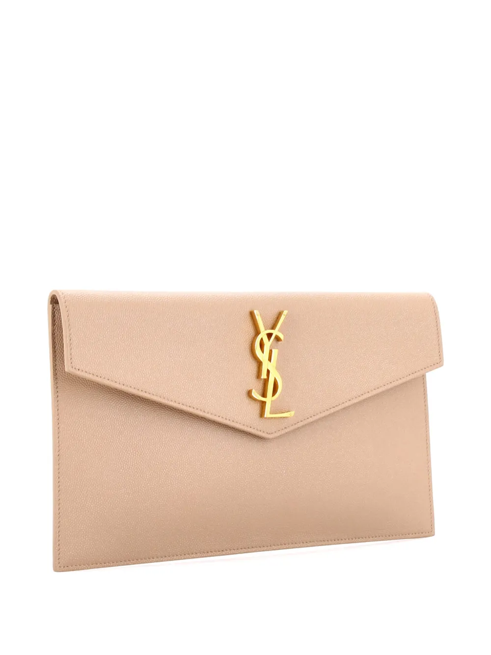 SAINT LAURENT Pre-owned Uptown Pouch Leather Clutch Bag In Neutral