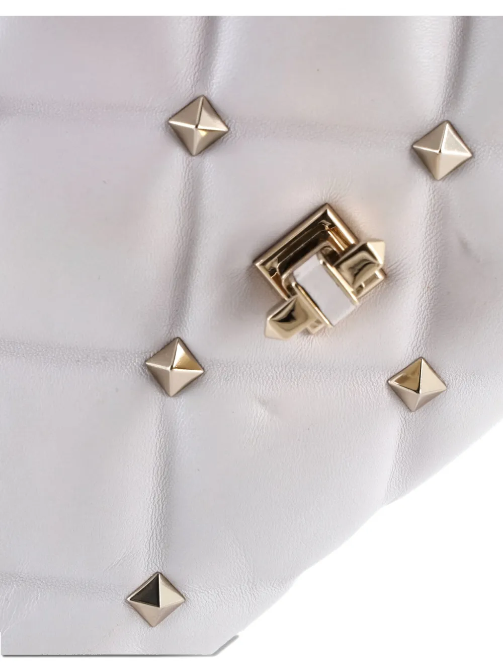 Pre-owned Valentino Garavani Vltn Candystud Top Handle Bag Printed Leather Medium Satchel In White