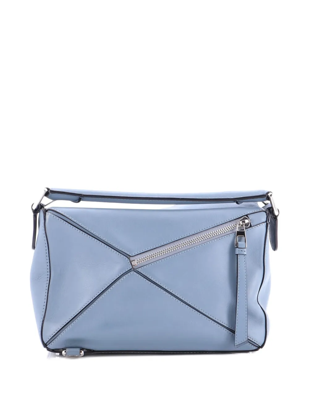 Pre-owned Loewe Puzzle Bag Leather Small Satchel In Blue