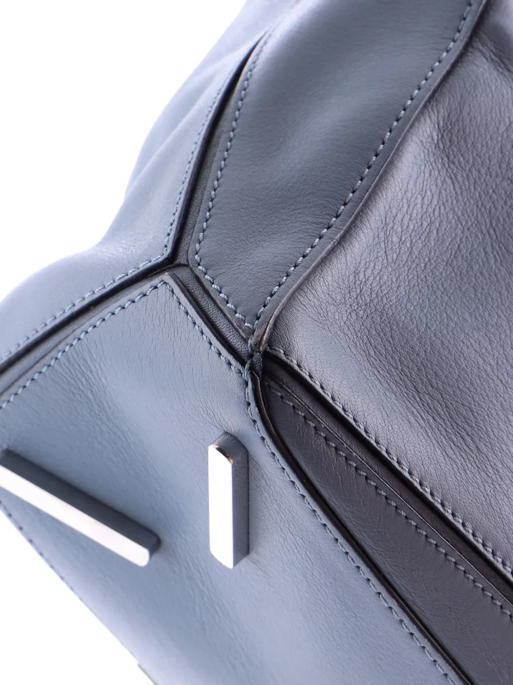 Pre-owned Loewe Puzzle Bag Leather Small Satchel In Blue