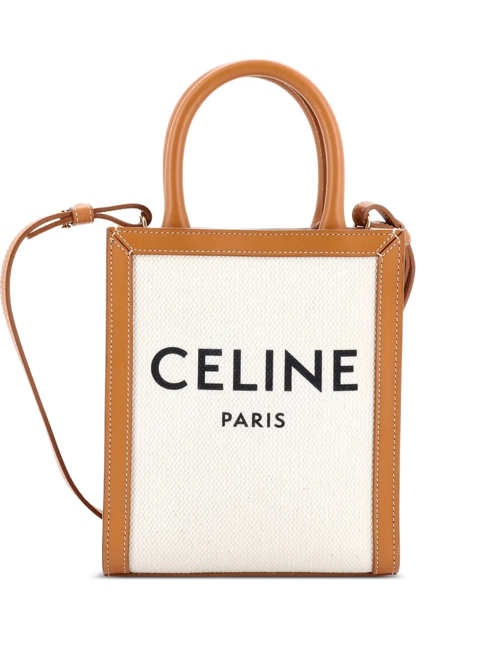 Celine Pre-Owned Vertical Cabas Canvas with Leather Mini tote bag | Neutrals | Image 1