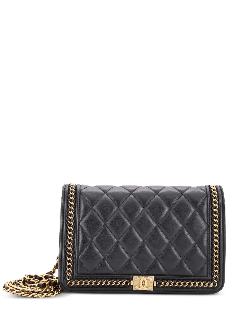 CHANEL Pre-Owned Chain Around Boy Wallet on Chain Quilted Lambskin shoulder bag - Nero