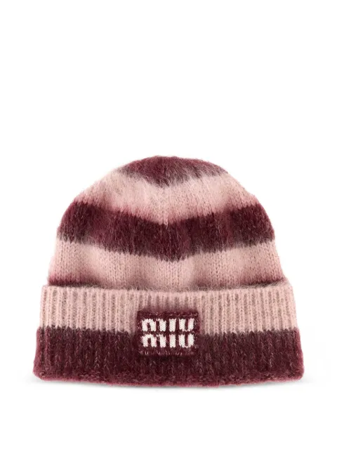 Miu Miu embroidered-logo beanie hat