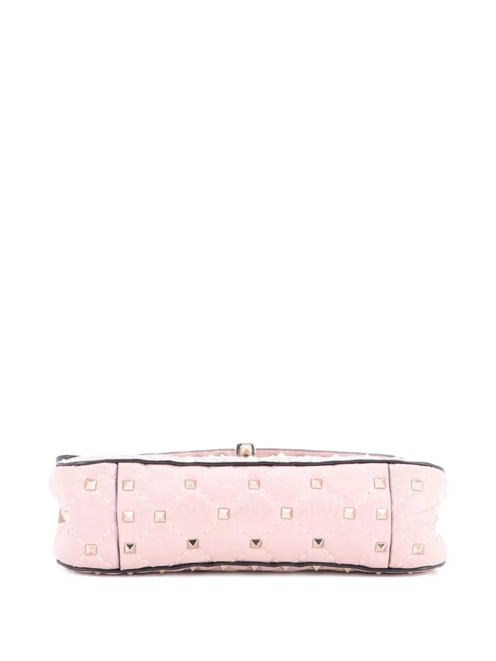 Pre-owned Valentino Garavani Rockstud Spike Flap Bag Quilted Leather Small Crossbody Bag In Pink