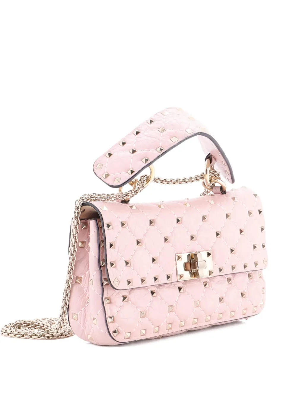 Valentino Garavani Pre-Owned Rockstud Spike Flap Bag Quilted Leather Small crossbody bag - Rosa