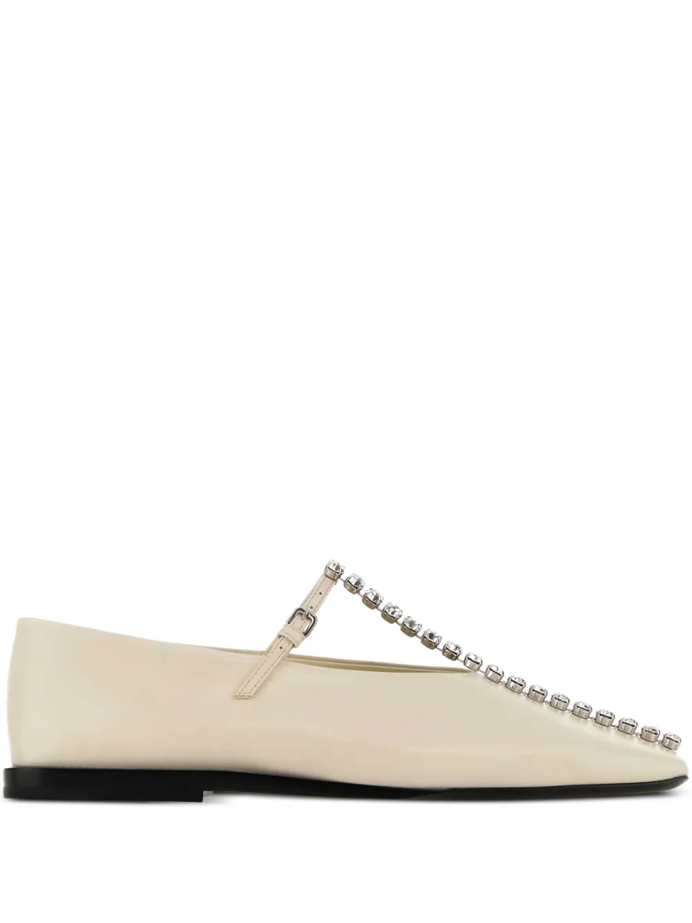Jil Sander crystal-embellished leather ballerinas Beige