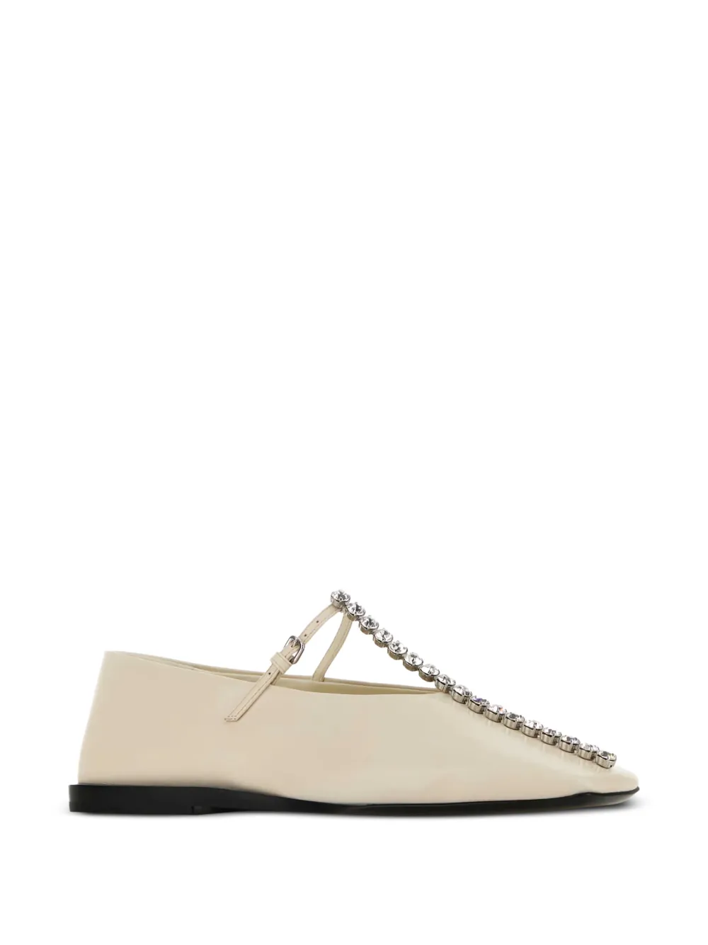 Jil Sander crystal-embellished leather ballerinas - Beige