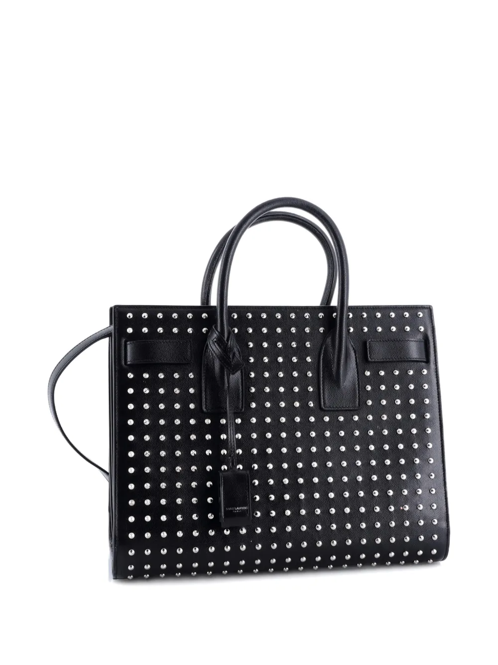 Pre-owned Saint Laurent Sac De Jour Bag Studded Leather Small Tote Bag In Black