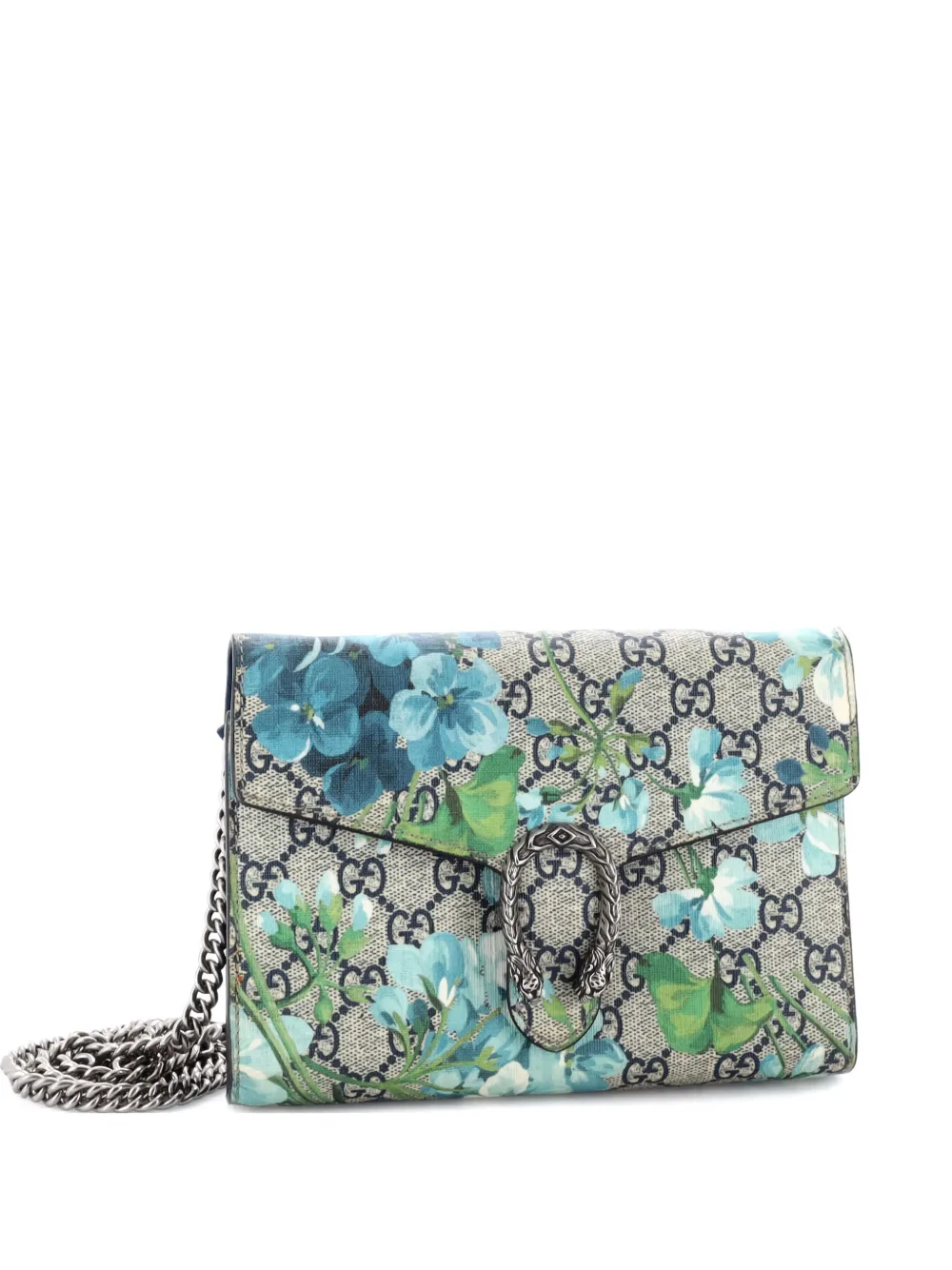 Gucci Pre-Owned Dionysus Chain Wallet Blooms Print GG Coated Canvas Small crossbody bag - Blu