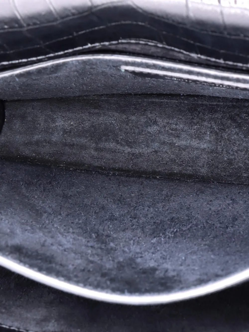 Click to view more detailed imagery on our partner's website Pre-owned Saint Laurent Sunset Crocodile Embossed Leather Medium Crossbody Bag In Black