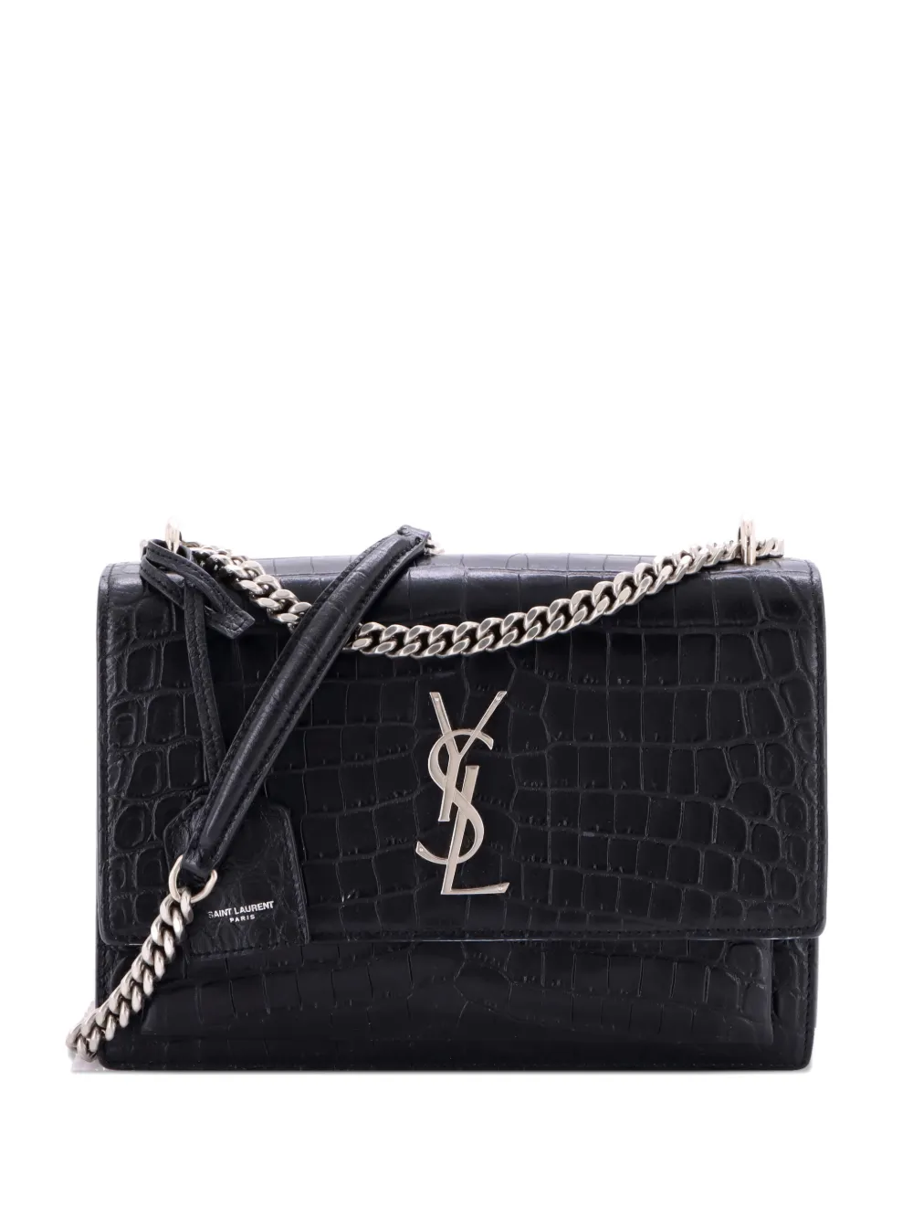 Saint Laurent Pre-Owned Sunset Crocodile Embossed Leather Medium crossbody bag - Nero