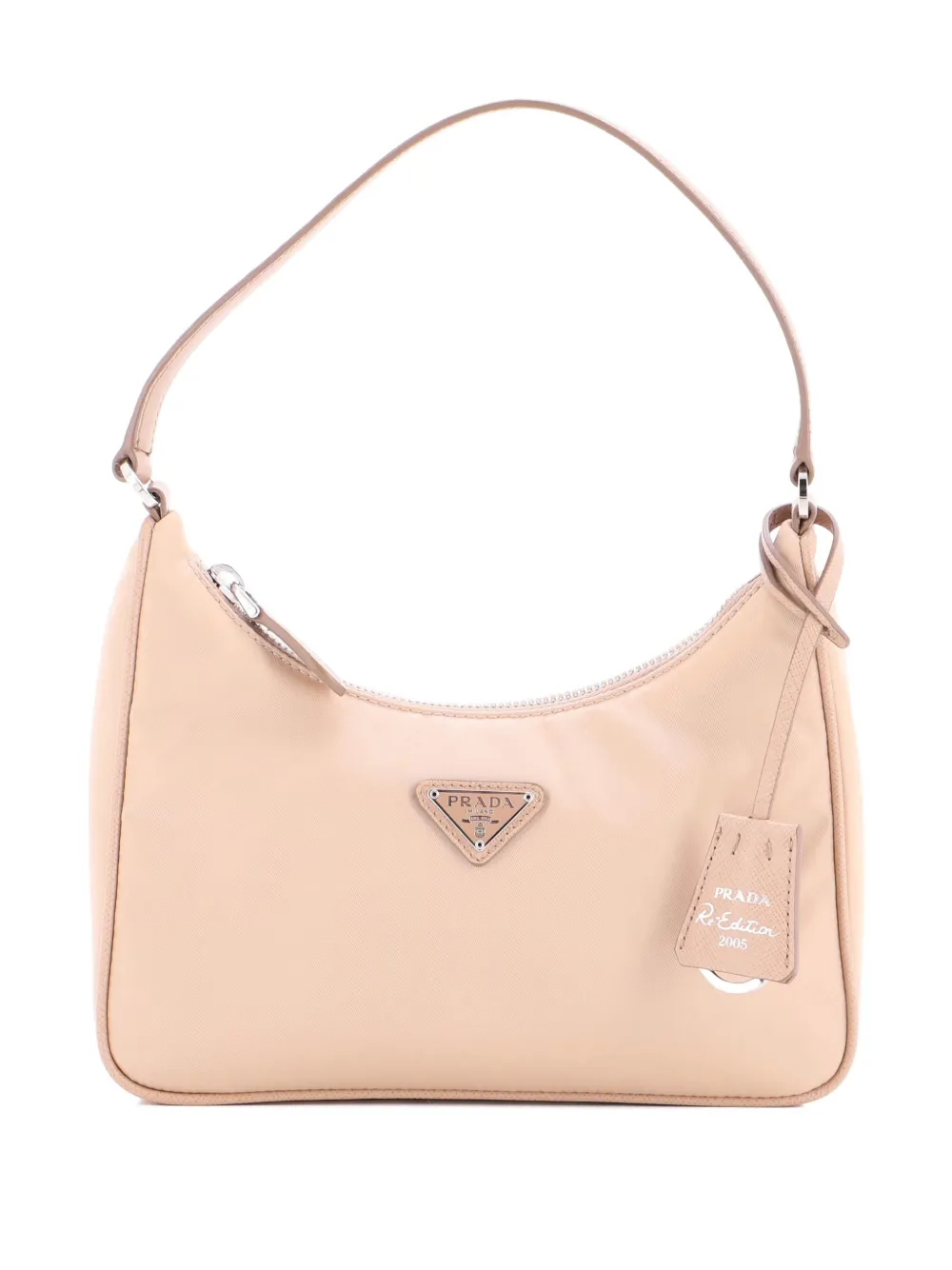 Prada Pre-Owned Re-Edition 2005 Tessuto with Saffiano Leather Mini hobo bag | Neutrals | Image 1