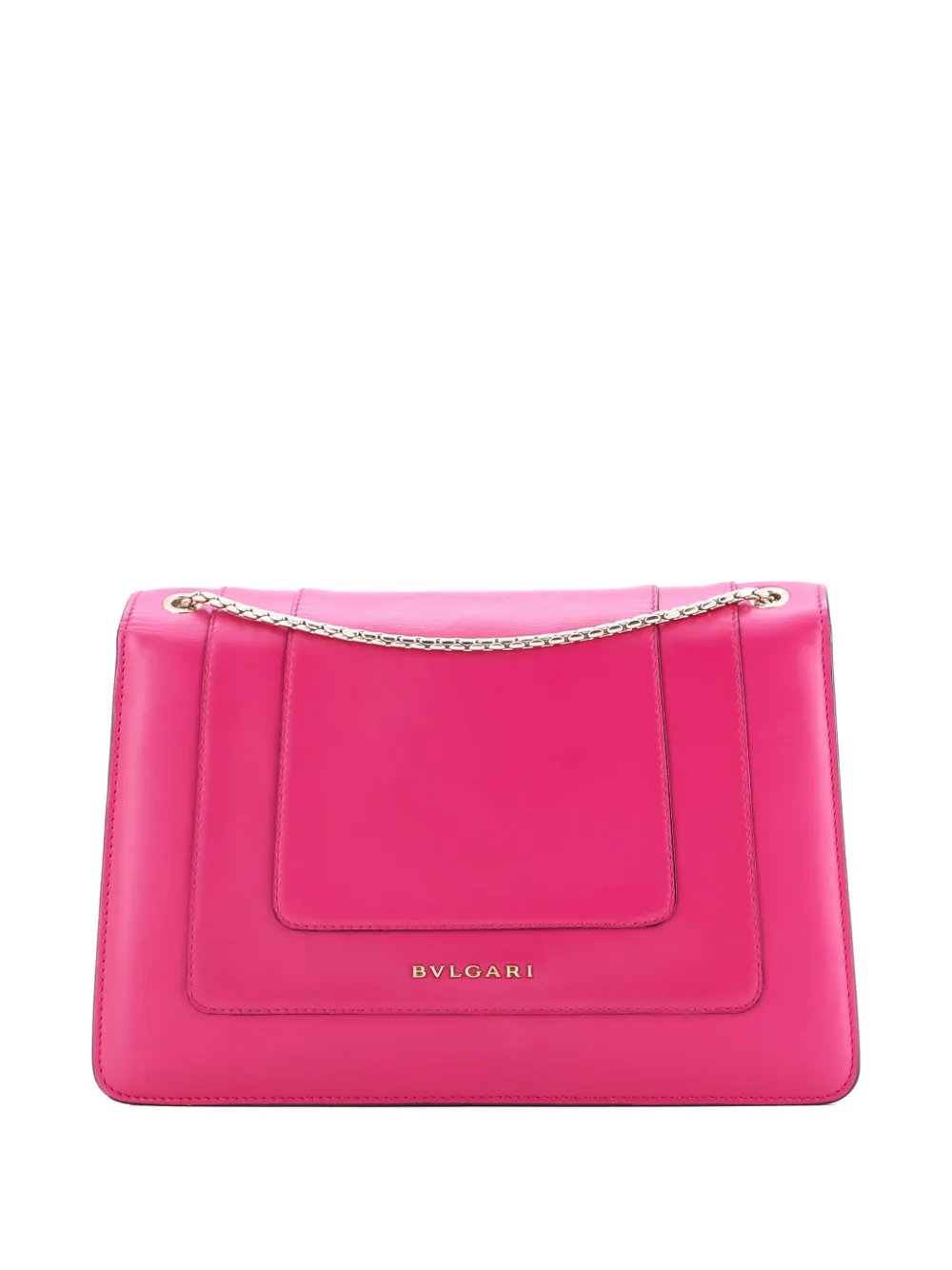 Pre-owned Bvlgari Serpenti Forever Square Leather Medium Shoulder Bag In Pink