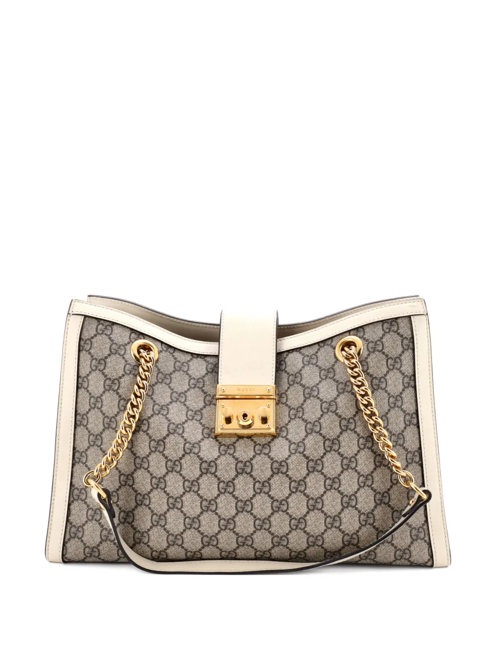 Gucci Pre-Owned Padlock Chain GG Coated Canvas with Leather Medium tote bag - Bianco