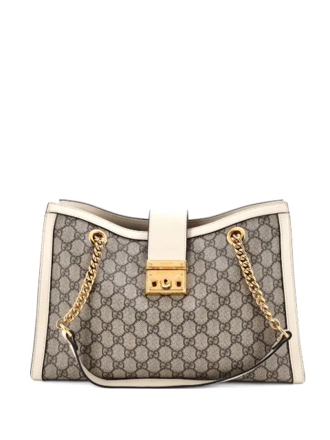 Gucci Pre-Owned Padlock Chain GG Coated Canvas with Leather Medium tote bag