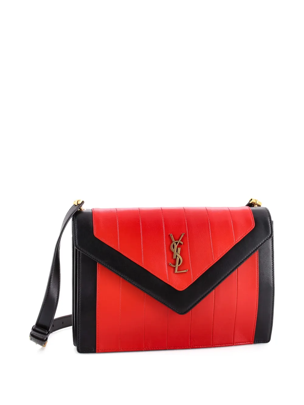 Pre-owned Saint Laurent Gaby Envelope Satchel Vertical Quilted Leather Shoulder Bag In Red
