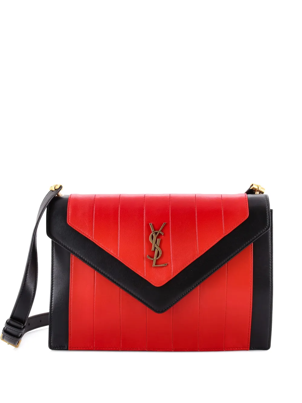 Pre-owned Saint Laurent Gaby Envelope Satchel Vertical Quilted Leather Shoulder Bag In Red