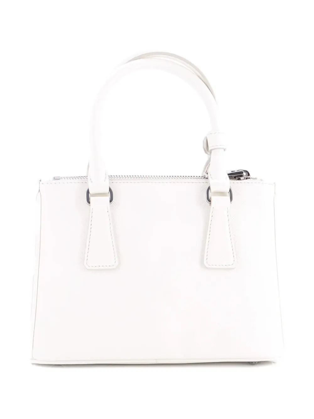 Pre-owned Prada Galleria Double Zip Tote Saffiano Leather Mini Crossbody Bag In White