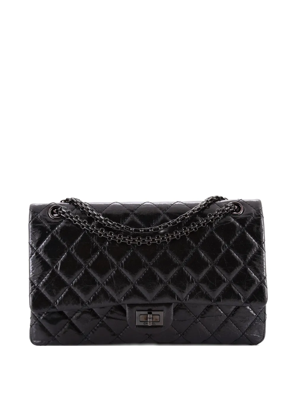 CHANEL Pre-Owned So Black Reissue 2.55 Flap Bag Quilted Glazed Calfskin 226 shoulder bag - Nero