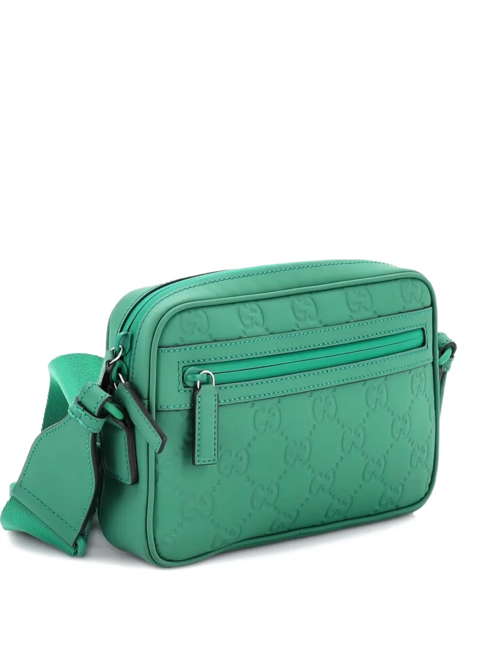 Gucci Pre-Owned Borsa a tracolla GG mini in pelle effetto gomma con zip - Verde