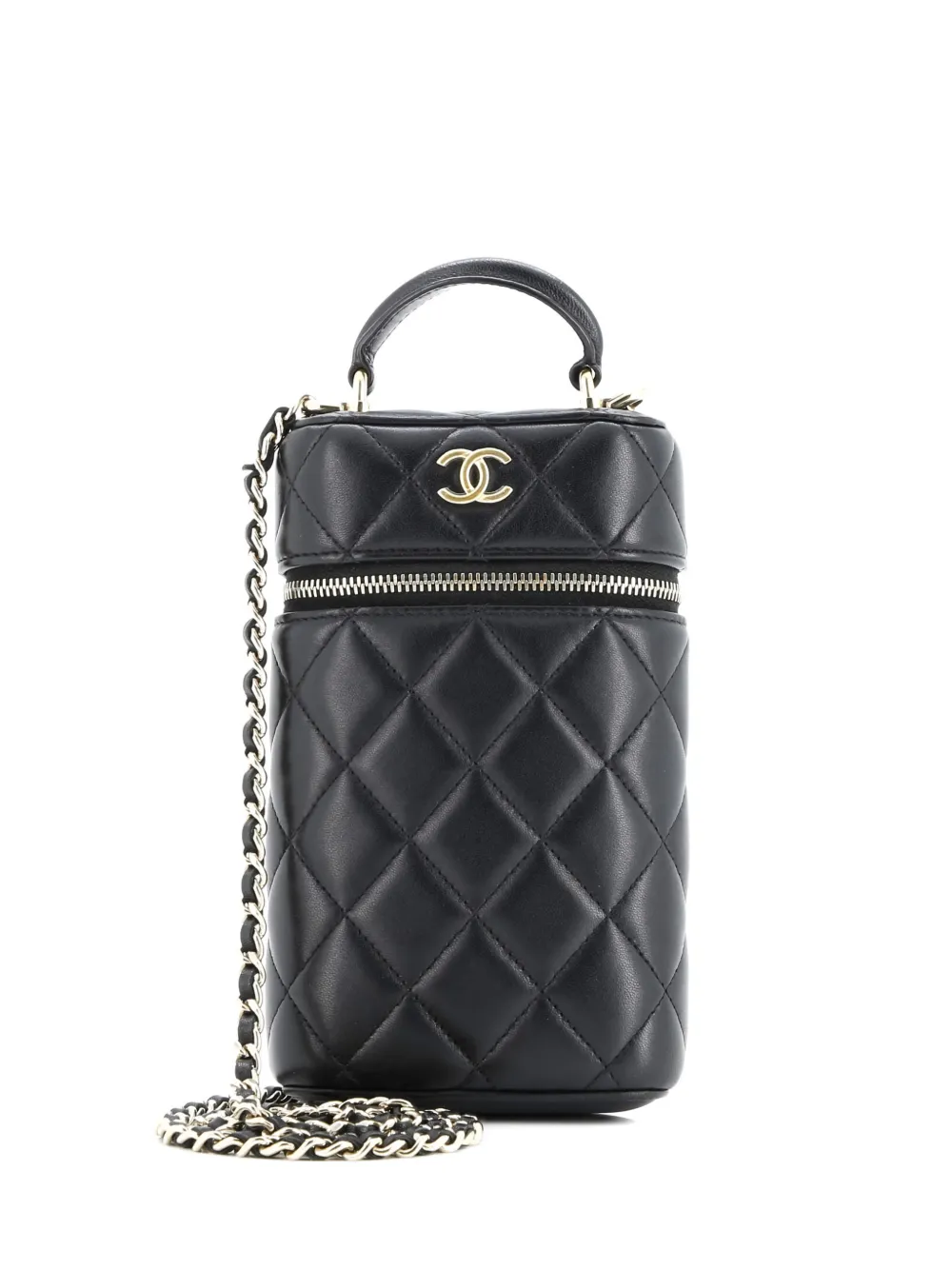 CHANEL Pre-Owned Classic Vanity Top Handle Phone Holder with Chain Quilted Lambskin crossbody bag - Nero
