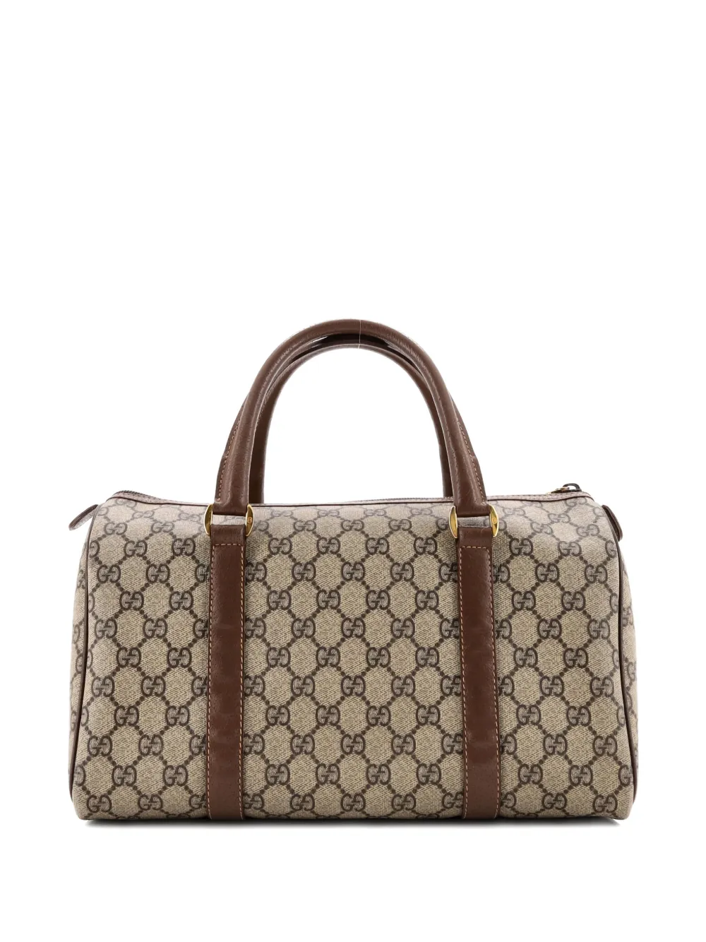 Pre-owned Gucci Joy Boston Bag Gg Coated Canvas Medium Satchel In Brown
