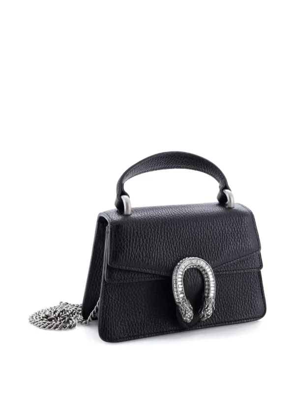 GUCCI スエード　メタルハンドル　ハンドバッグ　ブラック　レザー Gucci Pre-Owned ディオニュソス トップハンドル バッグ レザー ウィズ